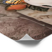 Schädel und Rose mit Schmetterlingsakzenten Poster (Ecke)