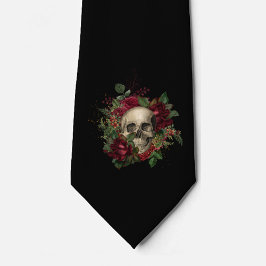 Schädel und Rose | Neck Tie | Schwarz Krawatte
