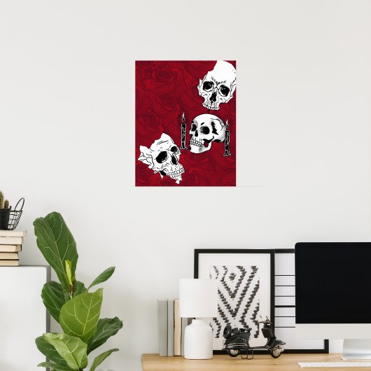 Schädel und Rose Poster (Heimbüro)