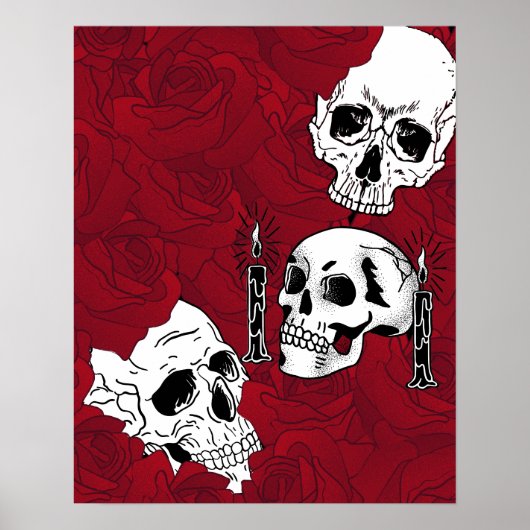 Schädel und Rose Poster (Vorne)
