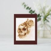 Schädel und Rose Postkarte (Stehend Vorderseite)