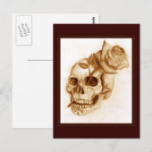Schädel und Rose Postkarte (Vorne/Hinten)
