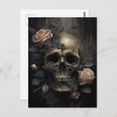 Schädel und Rose Postkarte (Vorne/Hinten)