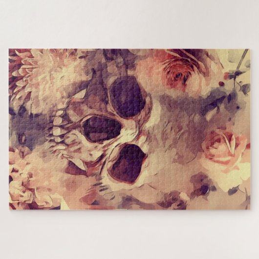Schädel und Rose Puzzle (Horizontal)