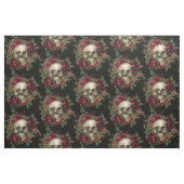 Schädel und Rose | Schwarz Stoff (Yard (91,4 cm))