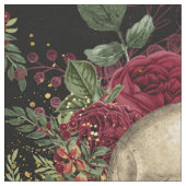 Schädel und Rose | Schwarz Stoff (Nahaufnahme)