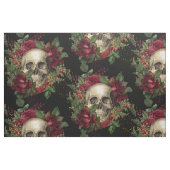Schädel und Rose | Schwarz Stoff (Fat Quarter (45,7 x 55,9 cm))