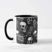 Schädel und Rose schwarz Tasse (Links)