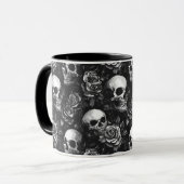 Schädel und Rose schwarz Tasse (Vorderseite Links)