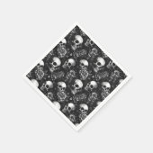 Schädel und Rose Schwarzes Halloween Serviette (Ecke)