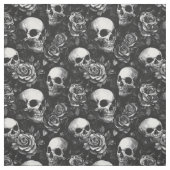 Schädel und Rose Schwarzes Halloween Stoff (Muster)
