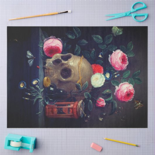 Schädel und Rose Seidenpapier (Basteln)