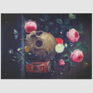 Schädel und Rose Seidenpapier