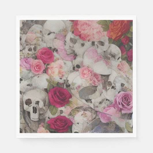 Schädel und Rose Serviette (Vorderseite)