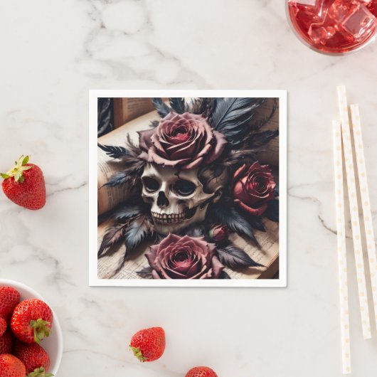 Schädel und Rose Serviette (Beispiel)
