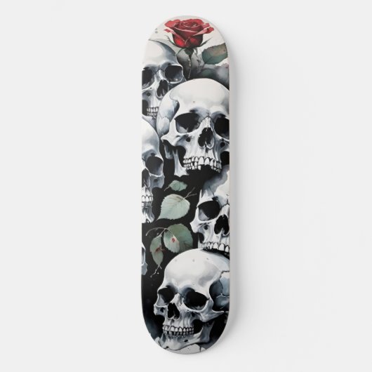 Schädel und Rose Skateboard (Vorderseite)