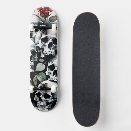 Schädel und Rose Skateboard (Vorderseite)