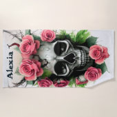 Schädel und Rose Strandtuch (Vorderseite)