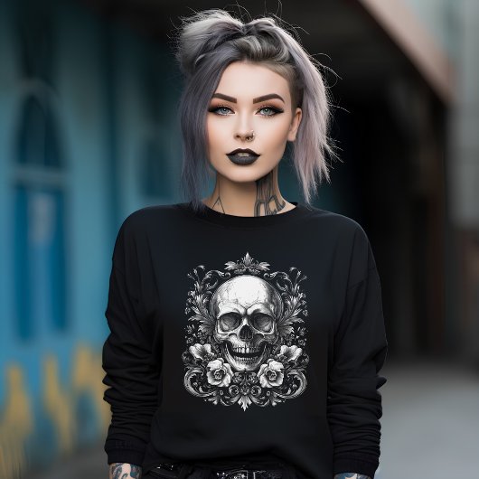 Schädel und Rose Sweatshirt