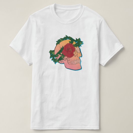 Schädel und Rose T-Shirt (Design vorne)