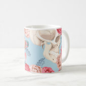 Schädel und Rose Vintages Muster Kaffeetasse (VorderseiteRechts)