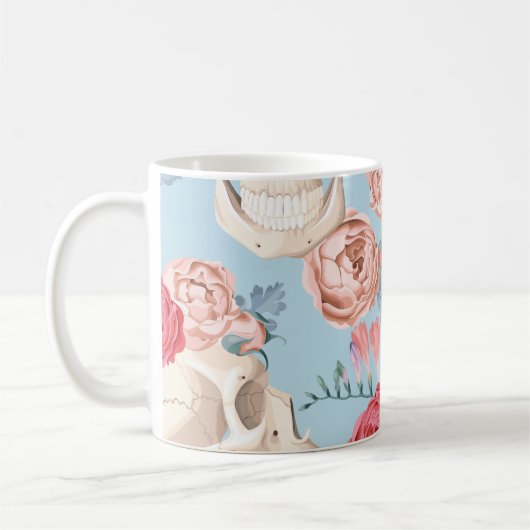 Schädel und Rose Vintages Muster Kaffeetasse (Links)