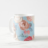 Schädel und Rose Vintages Muster Kaffeetasse (Vorderseite Links)