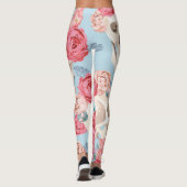 Schädel und Rose Vintages Muster Leggings (Rückseite)
