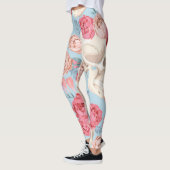 Schädel und Rose Vintages Muster Leggings (Links)