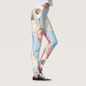 Schädel und Rose Vintages Muster Leggings (Rechts)