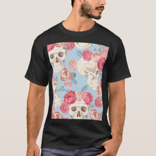 Schädel und Rose Vintages Muster T-Shirt