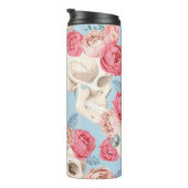 Schädel und Rose Vintages Muster Thermosbecher (Nach rechts gedreht)