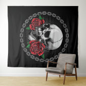 Schädel und Rose Wandteppich (Beispiel (Horizontal))
