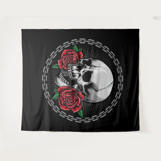 Schädel und Rose Wandteppich (Vorderseite (Horizontal))