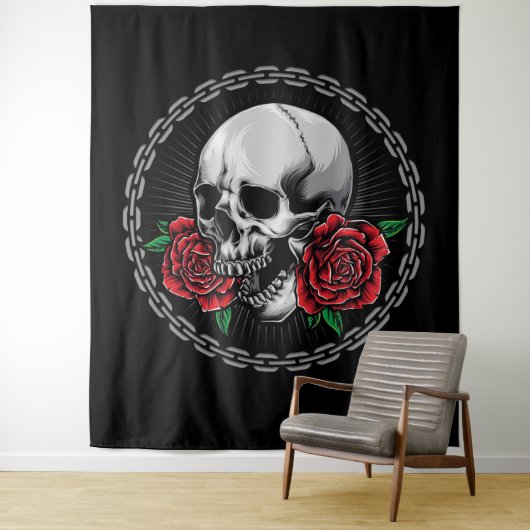 Schädel und Rose Wandteppich (Beispiel)