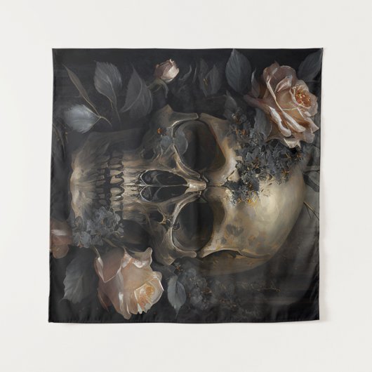 Schädel und Rose Wandteppich (Vorderseite (Horizontal))