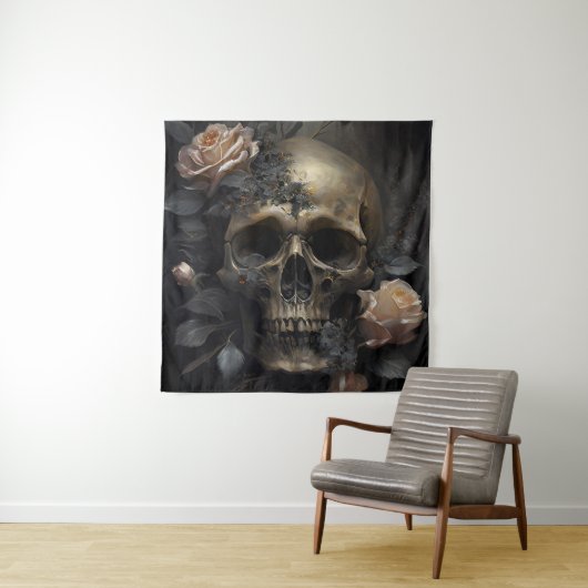 Schädel und Rose Wandteppich (Beispiel)