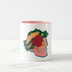 Schädel und Rose Zweifarbige Tasse