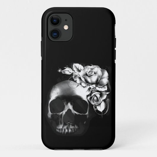 Schädel und Rosen Case-Mate iPhone Hülle (Rückseite)