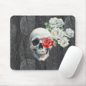 Schädel und Rosen Holztextur-Mauspad Mousepad (Mit Mouse)