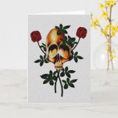 Schädel und Rosen Karte (Gelbe Blume)