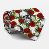 Schädel und Rosen Krawatte (Gerollt)