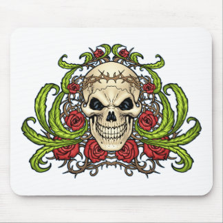Schädel und Rosen mit Dornenkrone durch Al Rio Mousepad