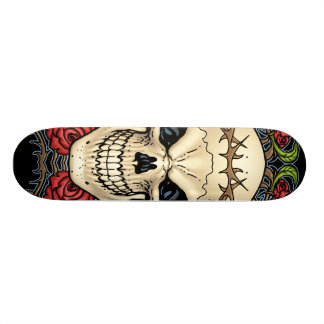 Schädel und Rosen mit Dornenkrone durch Al Rio Skateboard