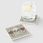 Schädel und Rosen wählen Ihren Gift-Untersetzer Steinuntersetzer (Seitenansicht)