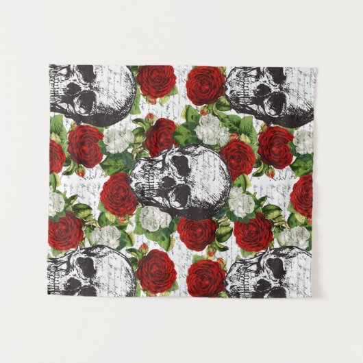 Schädel und Rosen Wandteppich (Vorderseite (Horizontal))