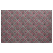 Schädel und rote Damaskus auf Grau Stoff (Yard (91,4 cm))