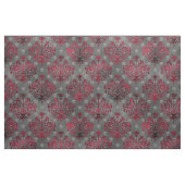 Schädel und rote Damaskus auf Grau Stoff (Fat Quarter (45,7 x 55,9 cm))
