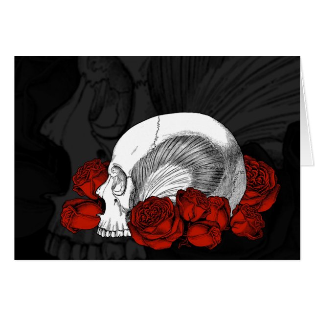 Schädel und Rote Rosen (Vorderseite (Horizontal))
