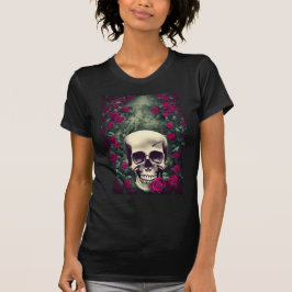 Schädel und Rote Rosen Frauen T-Shirt